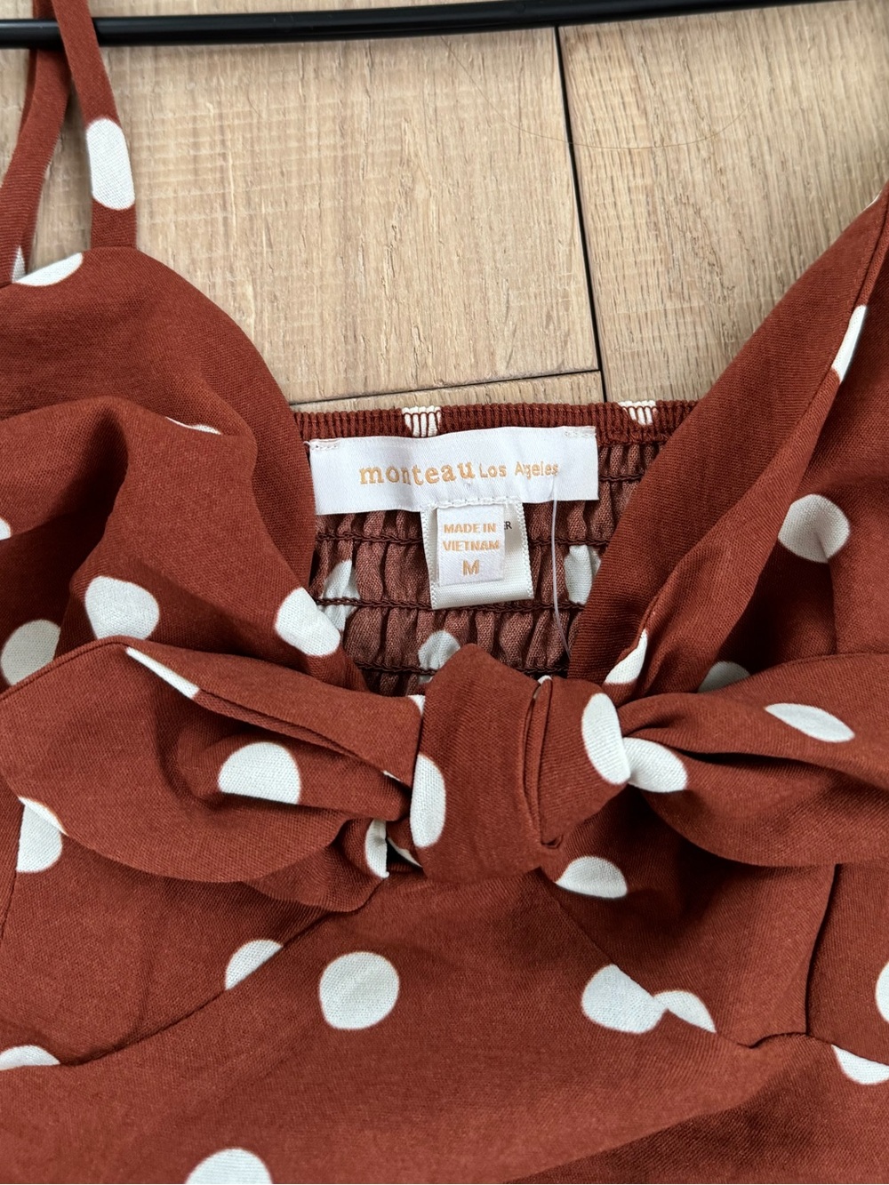 Monteau Rust Polka Dot Midi Dress with Ruffle Hem - Picture 3 of 4